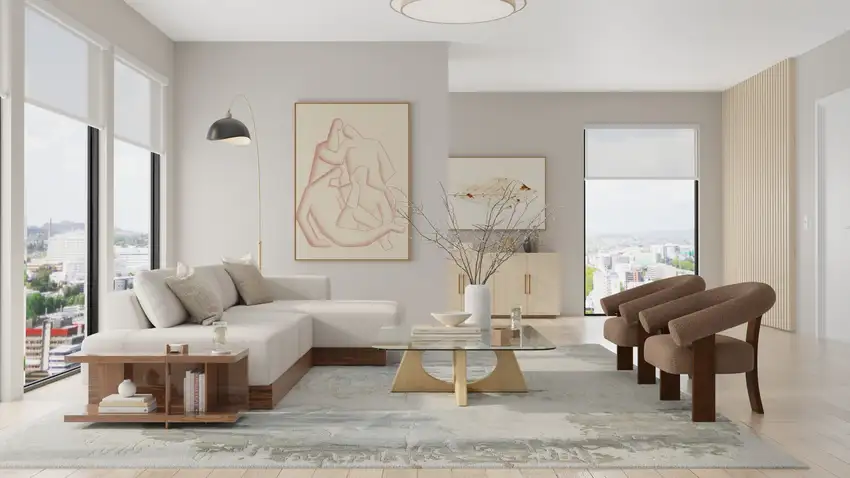 Blue And Ivory Abstract Hand Tufted Area Rug Photo 5