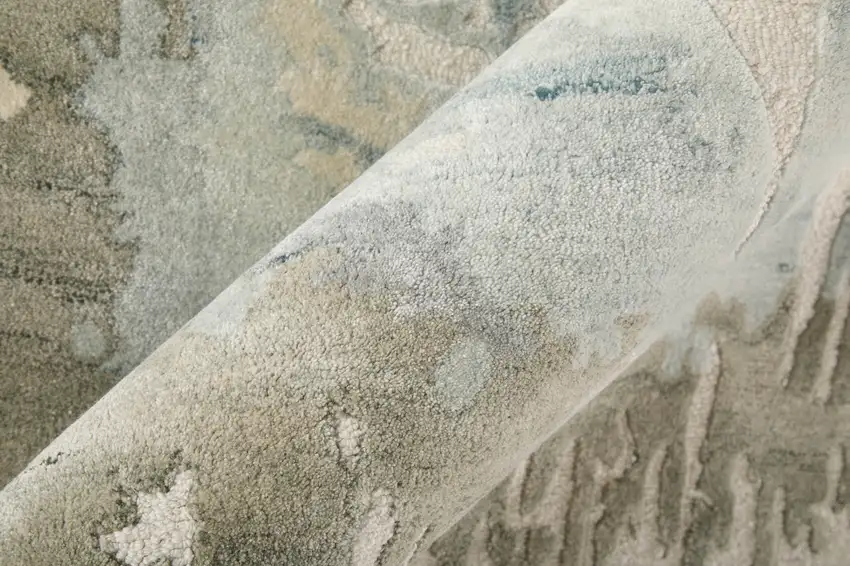 Blue And Ivory Abstract Hand Tufted Area Rug Photo 8