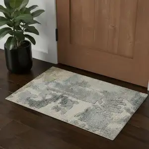 Photo of Blue And Ivory Abstract Hand Tufted Area Rug