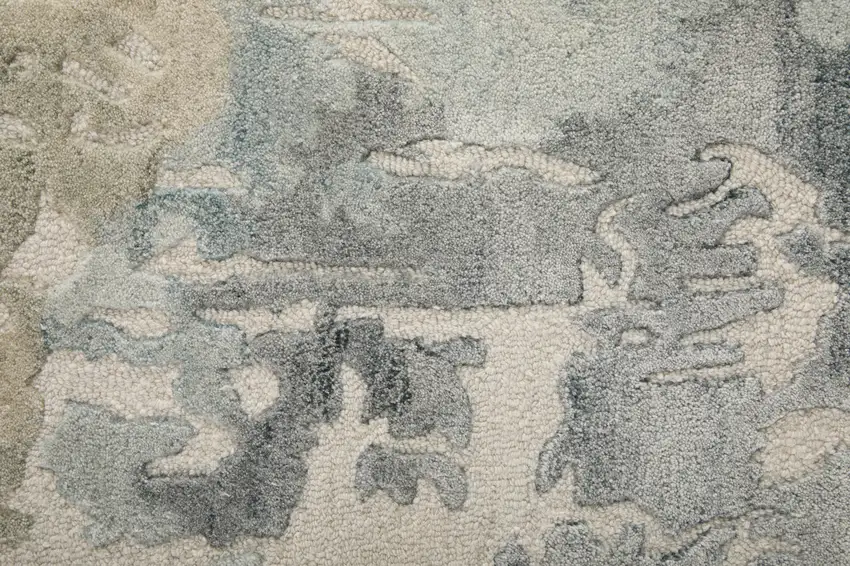 Blue And Ivory Abstract Hand Tufted Area Rug Photo 2