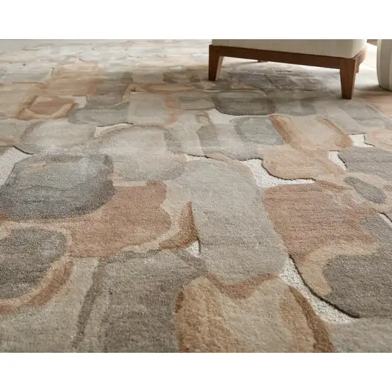 Blue And Ivory Abstract Hand Tufted Area Rug Photo 5