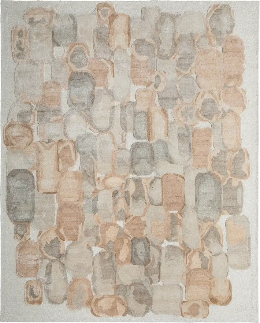 Blue And Ivory Abstract Hand Tufted Area Rug Photo 7