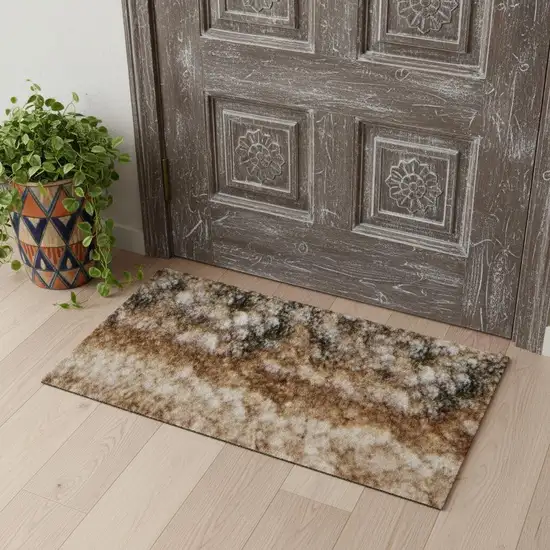 Blue And Ivory Abstract Hand Tufted Area Rug Photo 1
