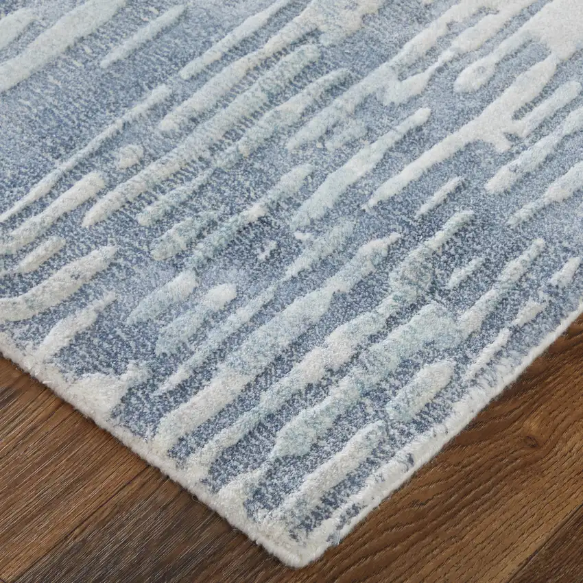 Blue And Ivory Abstract Hand Woven Area Rug Photo 8