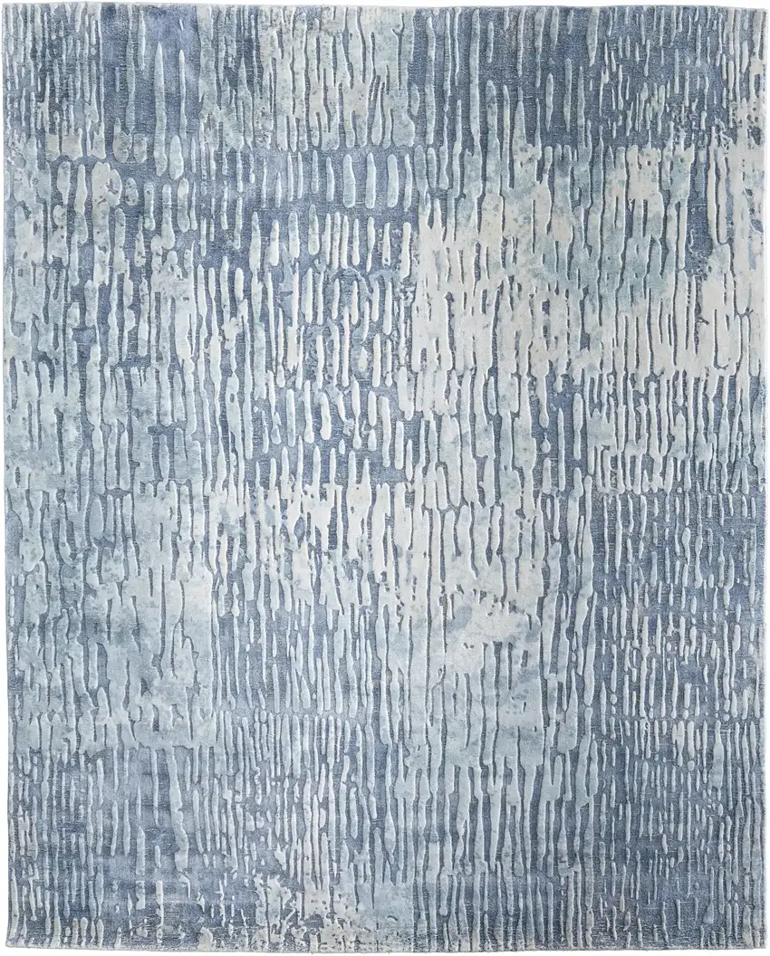 Blue And Ivory Abstract Hand Woven Area Rug Photo 7