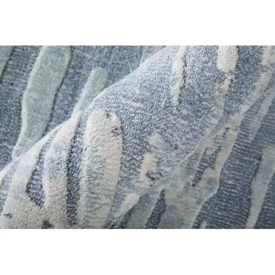 Blue And Ivory Abstract Hand Woven Area Rug Photo 9