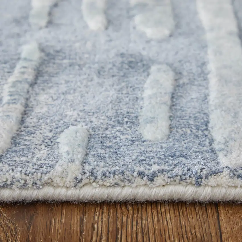 Blue And Ivory Abstract Hand Woven Area Rug Photo 2
