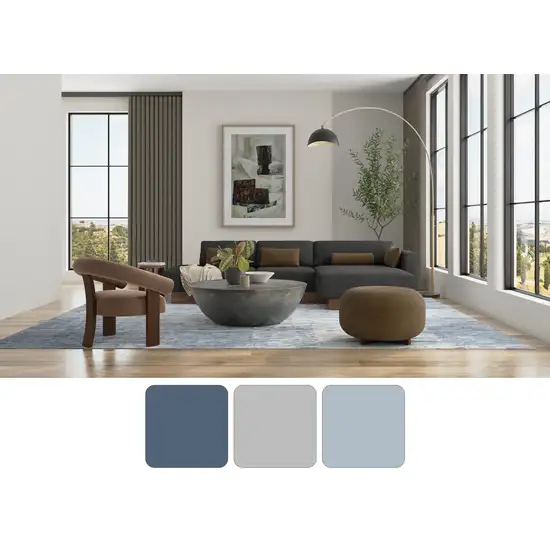 Blue And Ivory Abstract Hand Woven Area Rug Photo 6