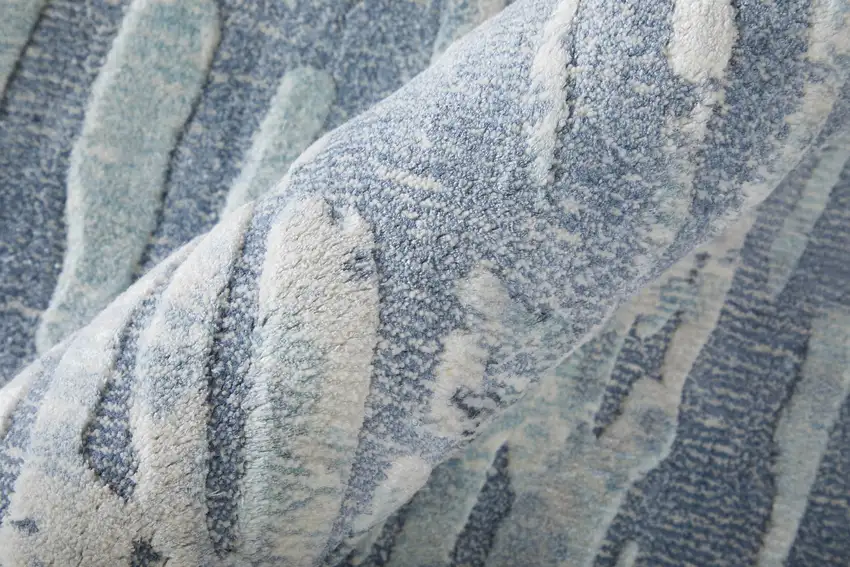 Blue And Ivory Abstract Hand Woven Area Rug Photo 9