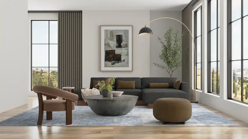 Blue And Ivory Abstract Hand Woven Area Rug Photo 5