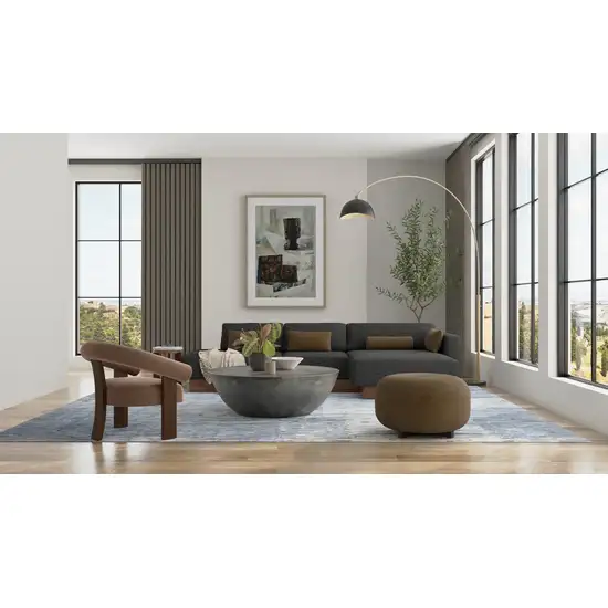 Blue And Ivory Abstract Hand Woven Area Rug Photo 5