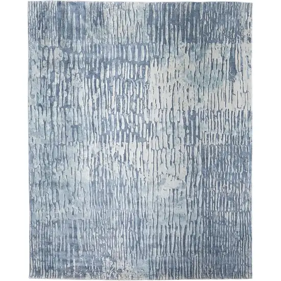 Blue And Ivory Abstract Hand Woven Area Rug Photo 7