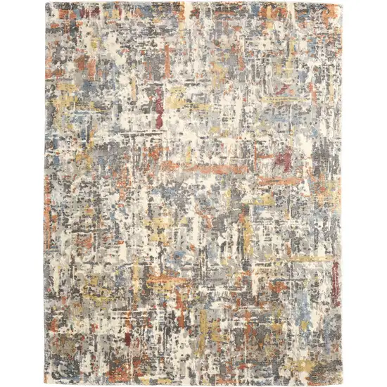 Blue And Ivory Abstract Hand Woven Area Rug Photo 2