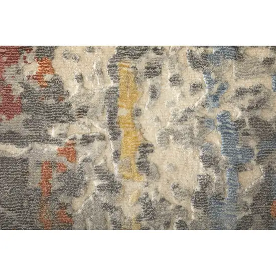 Blue And Ivory Abstract Hand Woven Area Rug Photo 8