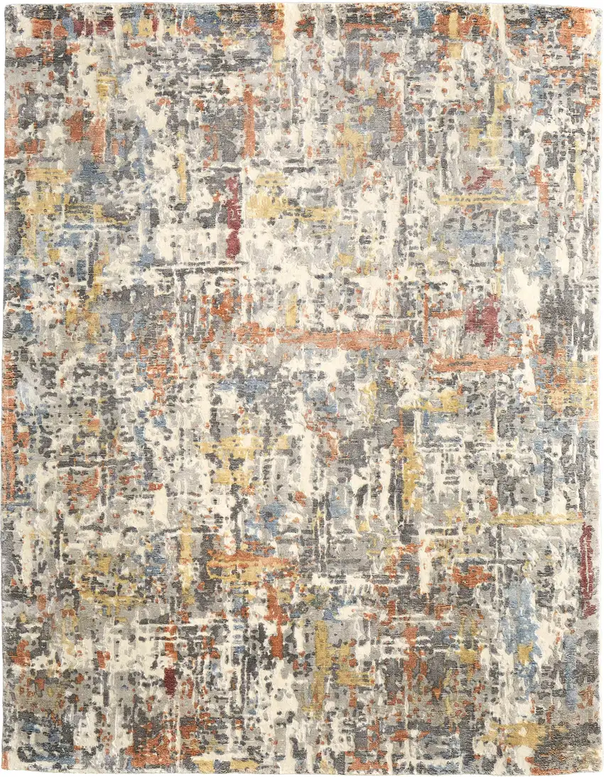 Blue And Ivory Abstract Hand Woven Area Rug Photo 2