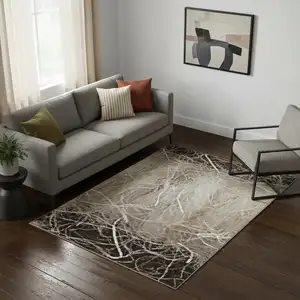 Photo of Blue And Ivory Abstract Hand Woven Area Rug