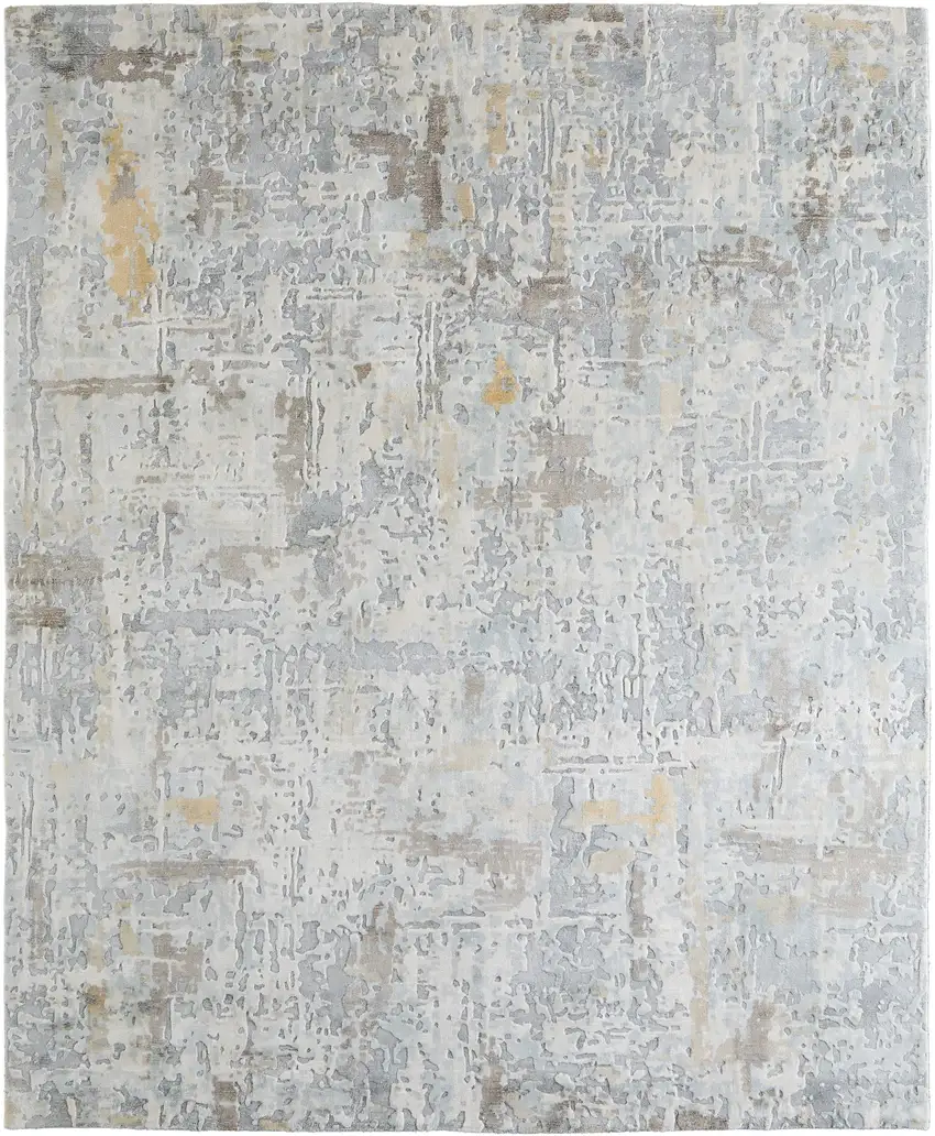 Blue And Ivory Abstract Hand Woven Area Rug Photo 7