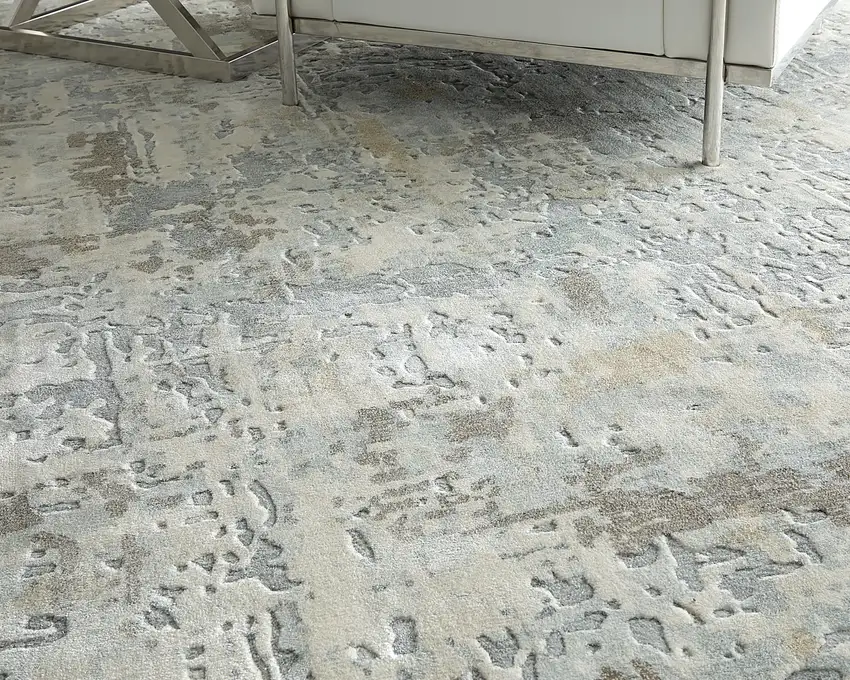 Blue And Ivory Abstract Hand Woven Area Rug Photo 5