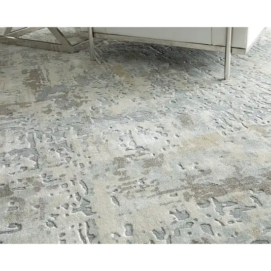 Blue And Ivory Abstract Hand Woven Area Rug Photo 5