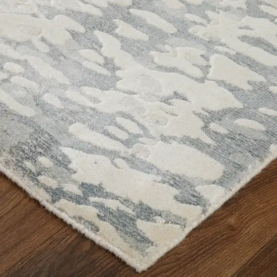 Blue And Ivory Abstract Hand Woven Area Rug Photo 8