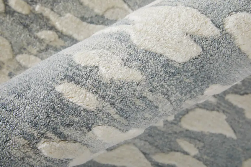 Blue And Ivory Abstract Hand Woven Area Rug Photo 9