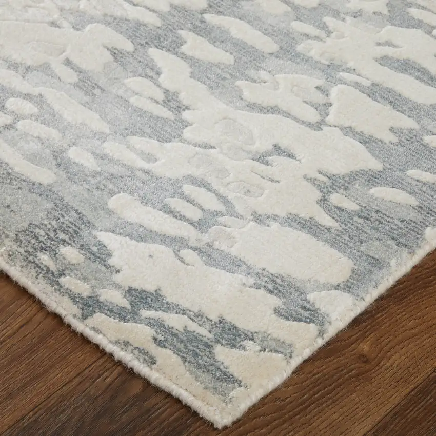 Blue And Ivory Abstract Hand Woven Area Rug Photo 8