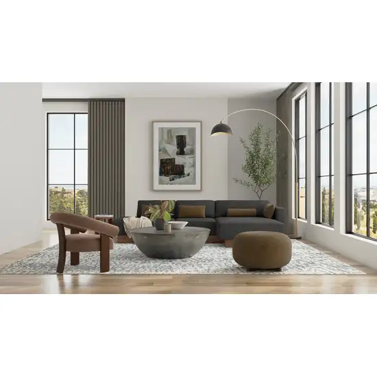 Blue And Ivory Abstract Hand Woven Area Rug Photo 5