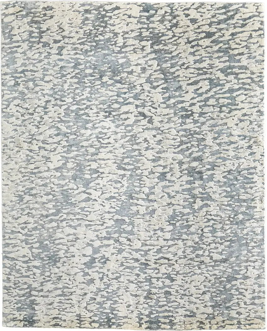 Blue And Ivory Abstract Hand Woven Area Rug Photo 7