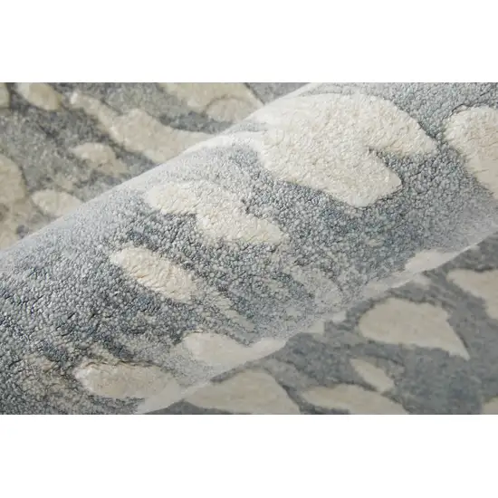 Blue And Ivory Abstract Hand Woven Area Rug Photo 9