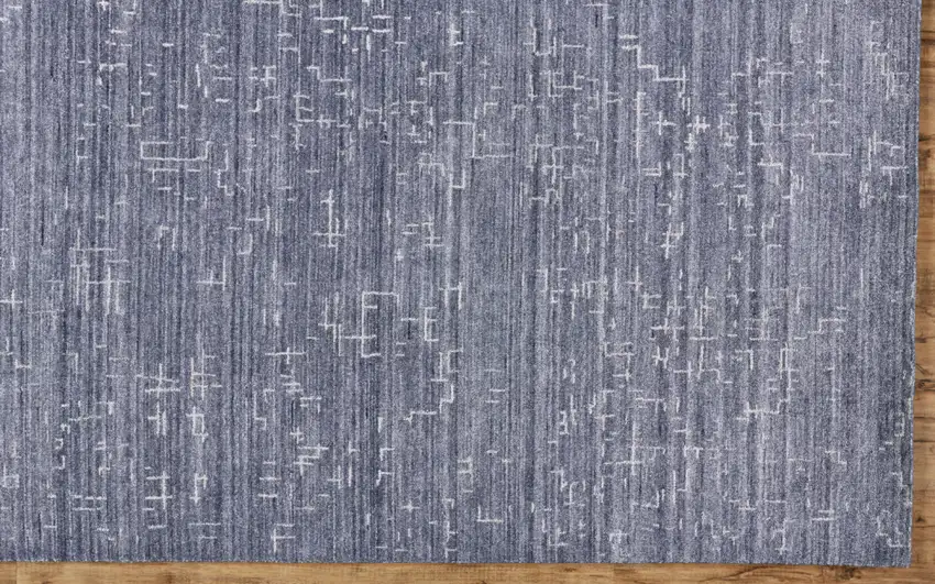 Blue And Ivory Abstract Hand Woven Area Rug Photo 9