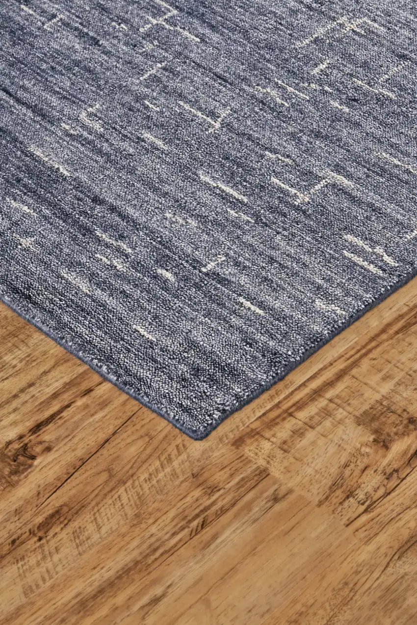 Blue And Ivory Abstract Hand Woven Area Rug Photo 4