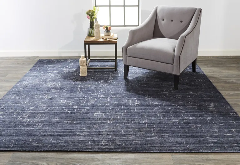 Blue And Ivory Abstract Hand Woven Area Rug Photo 5