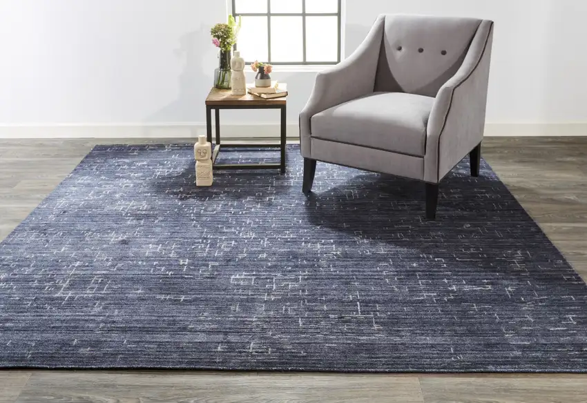 Blue And Ivory Abstract Hand Woven Area Rug Photo 6