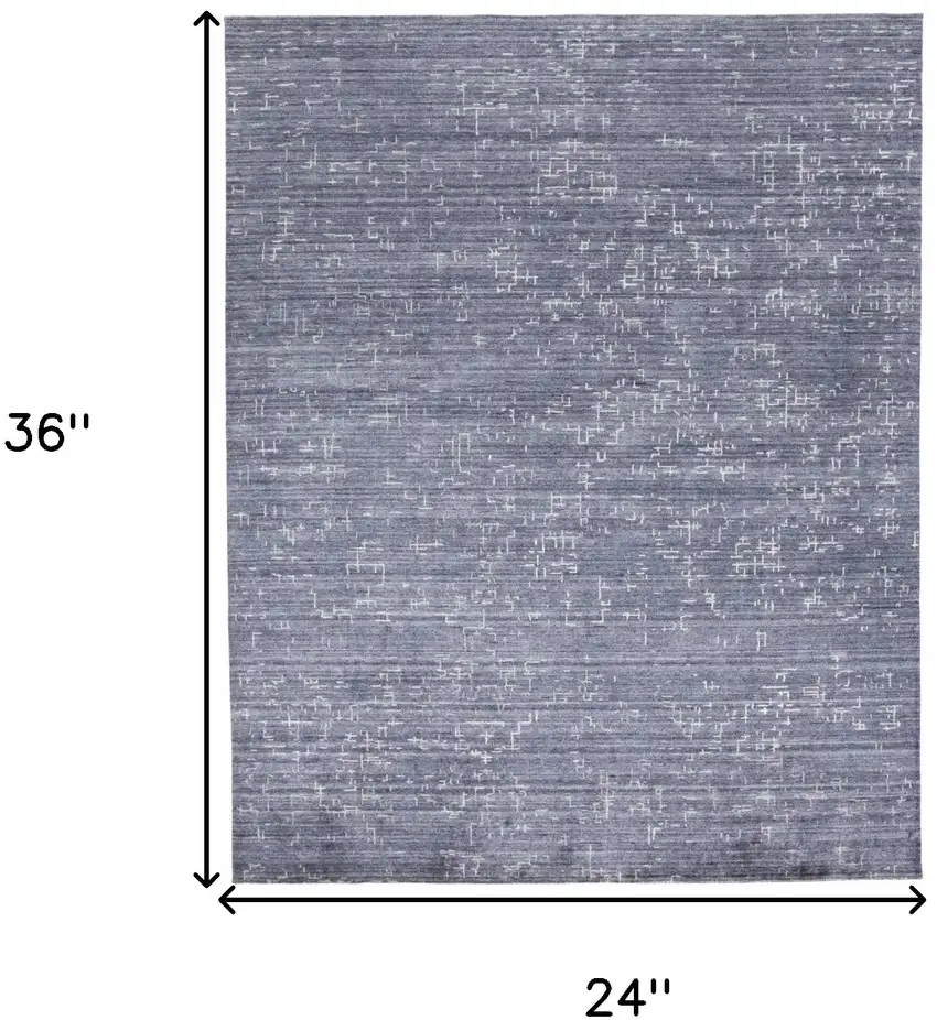 Blue And Ivory Abstract Hand Woven Area Rug Photo 7