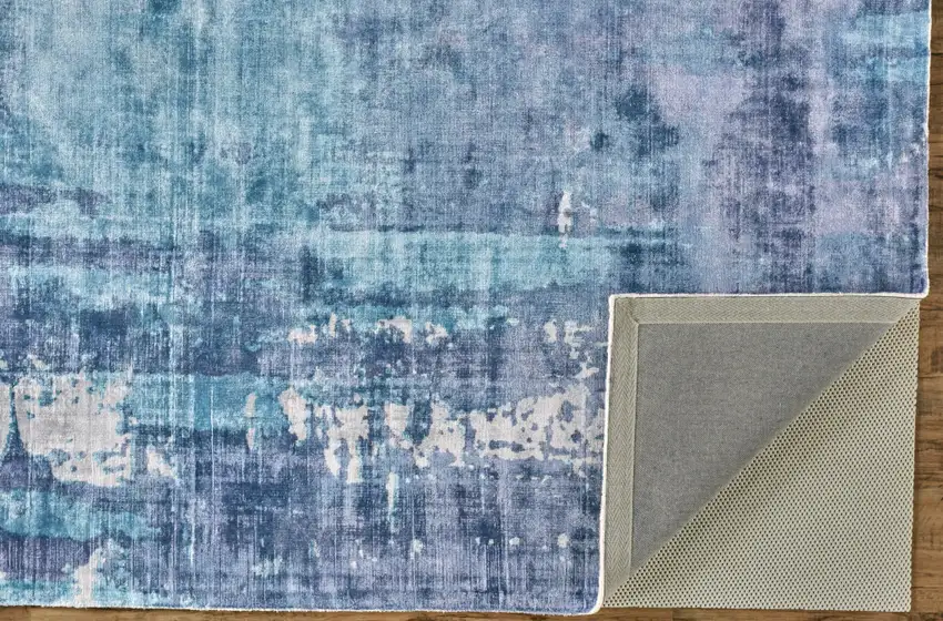 Blue And Ivory Abstract Hand Woven Area Rug Photo 6