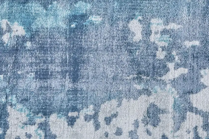 Blue And Ivory Abstract Hand Woven Area Rug Photo 9