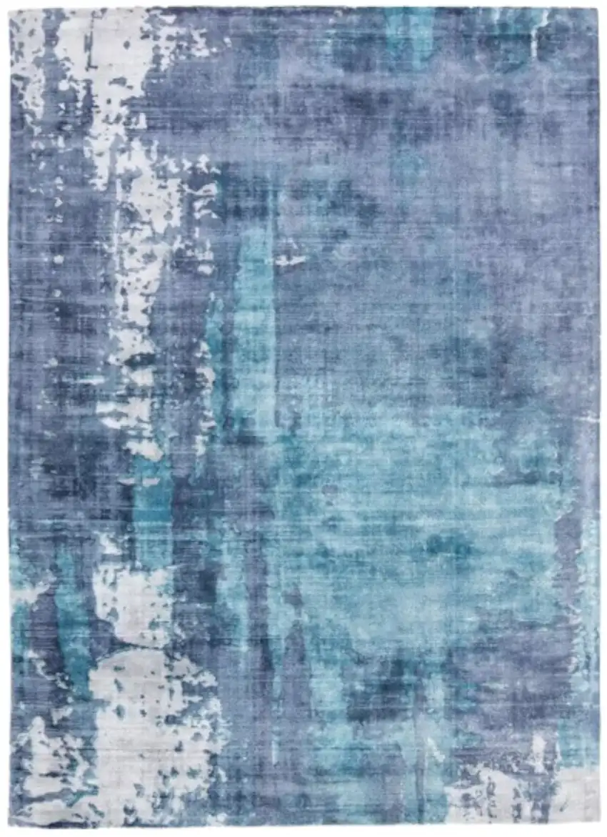 Blue And Ivory Abstract Hand Woven Area Rug Photo 2