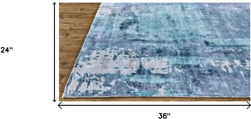 Blue And Ivory Abstract Hand Woven Area Rug Photo 5
