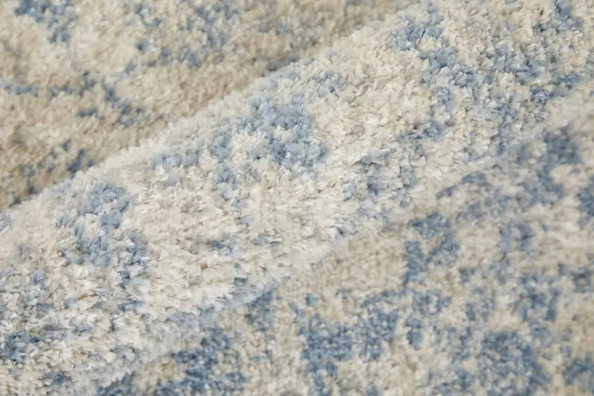 Blue And Ivory Abstract Power Loom Distressed Area Rug Photo 9