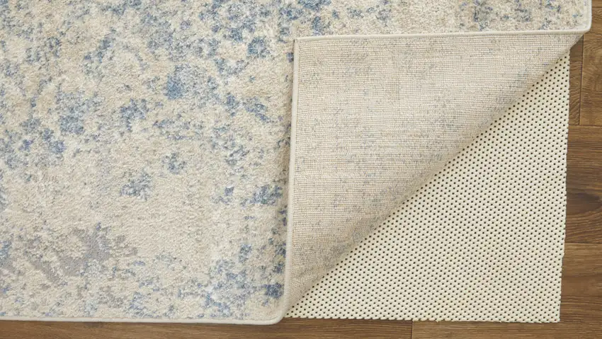 Blue And Ivory Abstract Power Loom Distressed Area Rug Photo 4