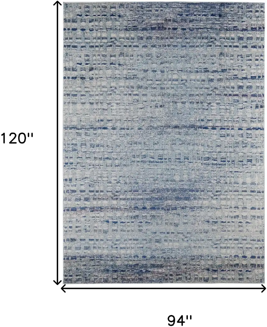 Blue And Ivory Abstract Power Loom Stain Resistant Area Rug Photo 10