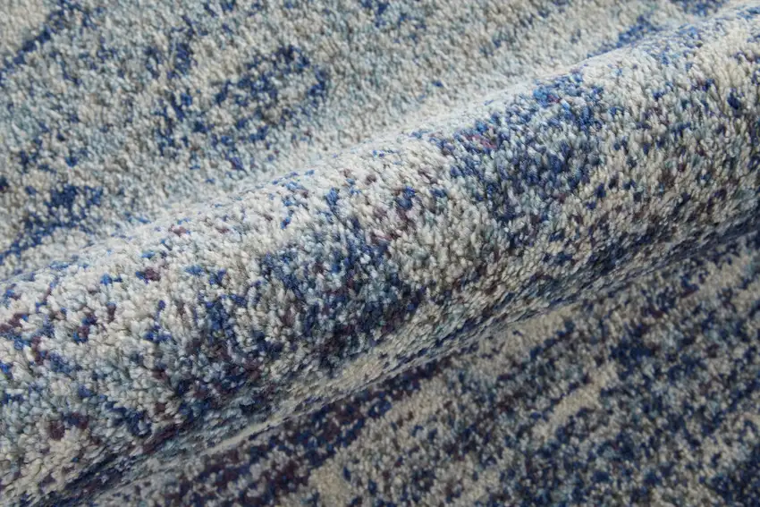 Blue And Ivory Abstract Power Loom Stain Resistant Area Rug Photo 9