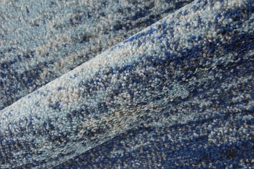 Blue And Ivory Abstract Power Loom Stain Resistant Area Rug Photo 9