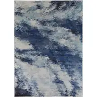 Photo of Blue And Ivory Abstract Power Loom Stain Resistant Area Rug