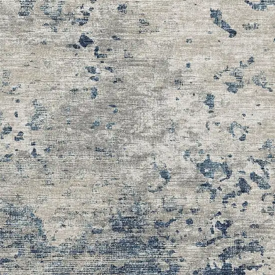 Blue And Ivory Abstract Washable Area Rug With UV Protection Photo 8