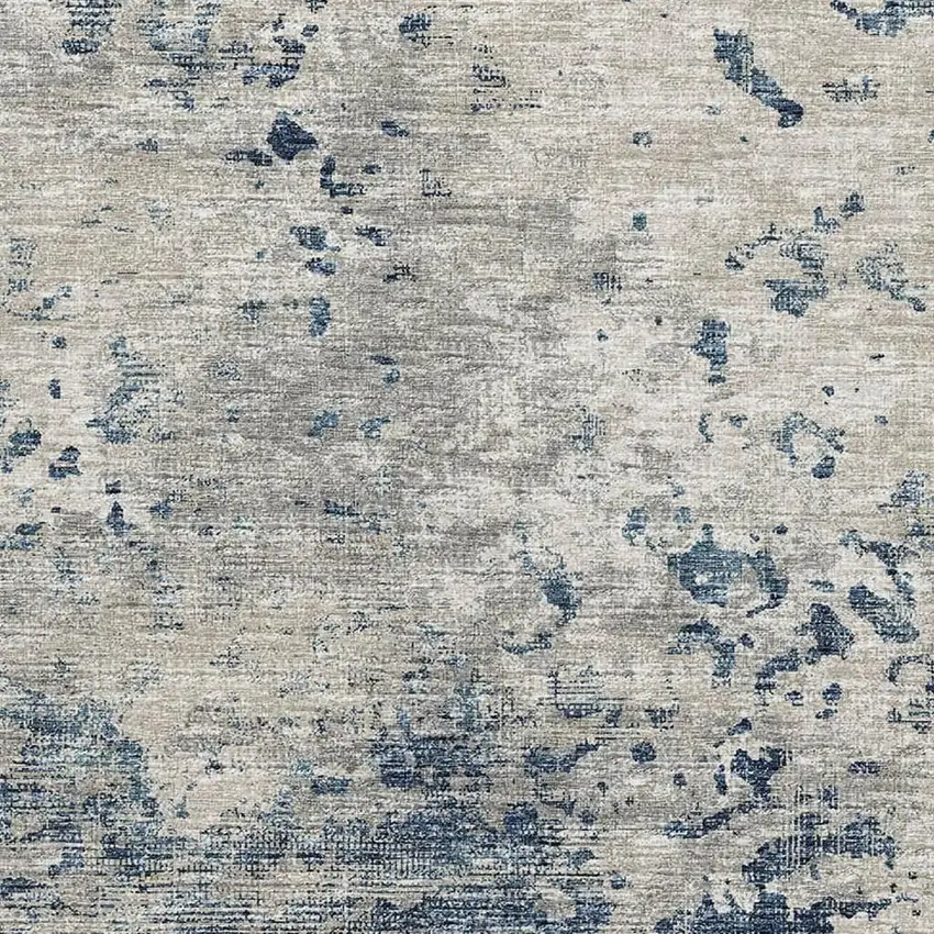Blue And Ivory Abstract Washable Area Rug With UV Protection Photo 8