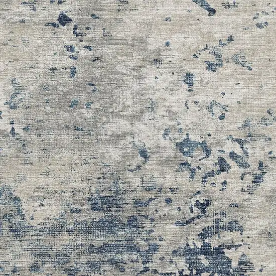 Blue And Ivory Abstract Washable Area Rug With UV Protection Photo 4