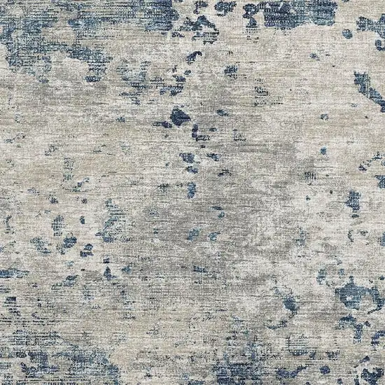 Blue And Ivory Abstract Washable Area Rug With UV Protection Photo 4