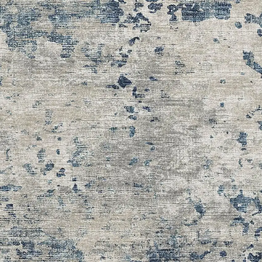 Blue And Ivory Abstract Washable Area Rug With UV Protection Photo 8