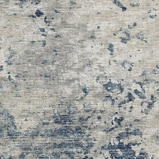 Blue And Ivory Abstract Washable Area Rug With UV Protection Photo 4